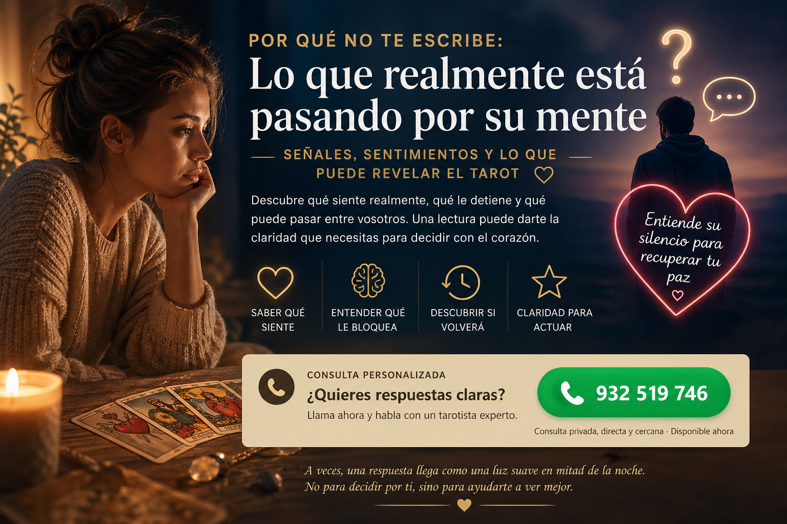 por qué no te escribe y qué siente realmente según el tarot