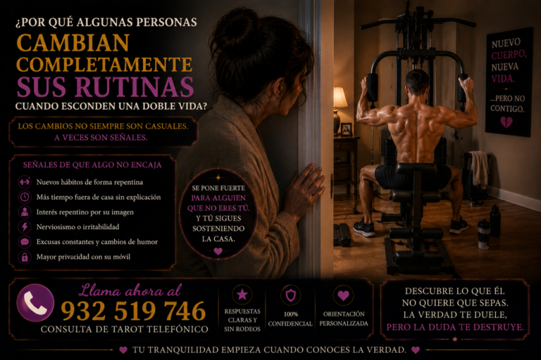 mujer sospecha doble vida pareja hombre haciendo ejercicio infidelidad tarot