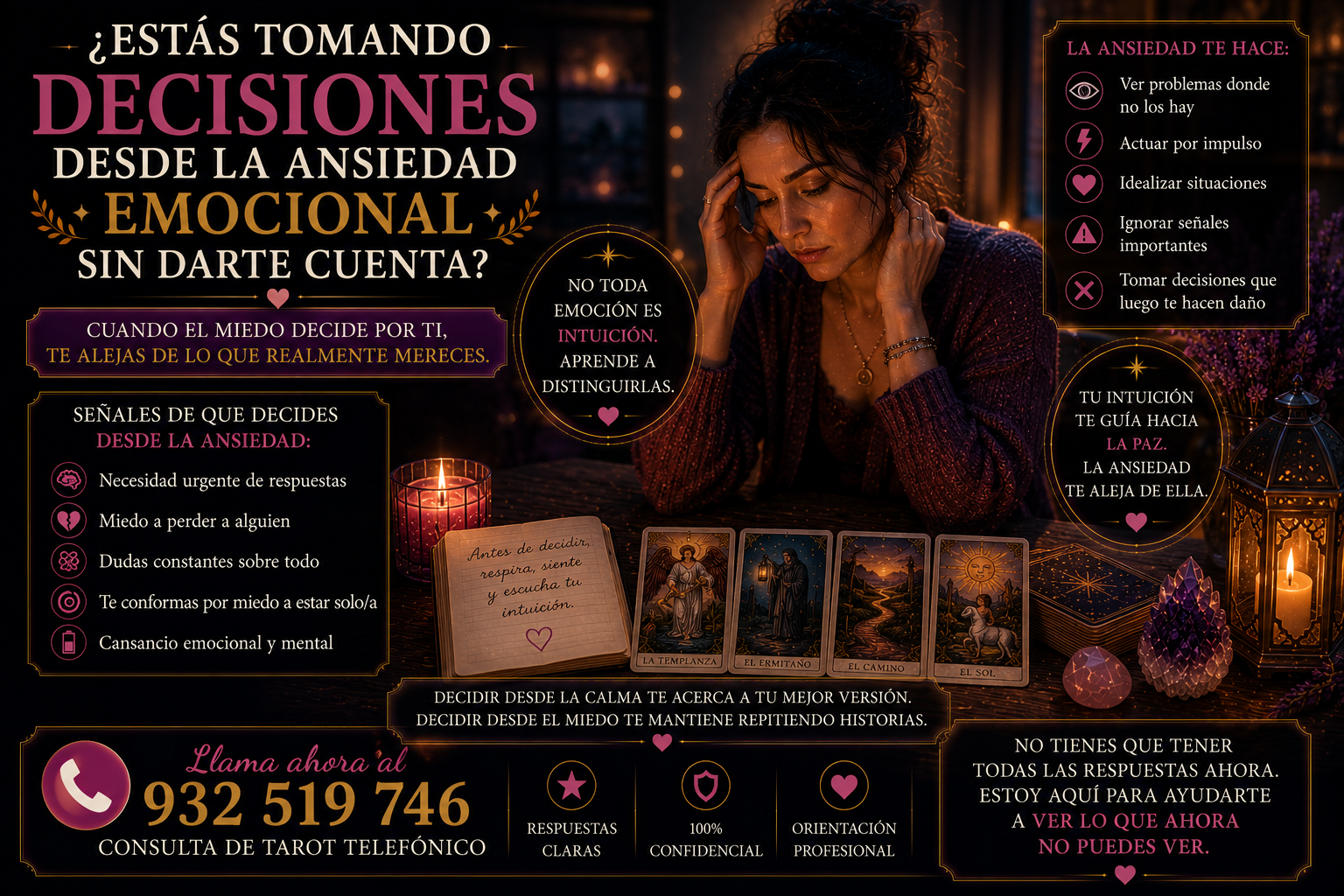 ¿Estás tomando decisiones desde la ansiedad emocional sin darte cuenta?: cómo decidir con claridad y calma interior decisiones ansiedad emocional miedo dudas intuicion tarot
