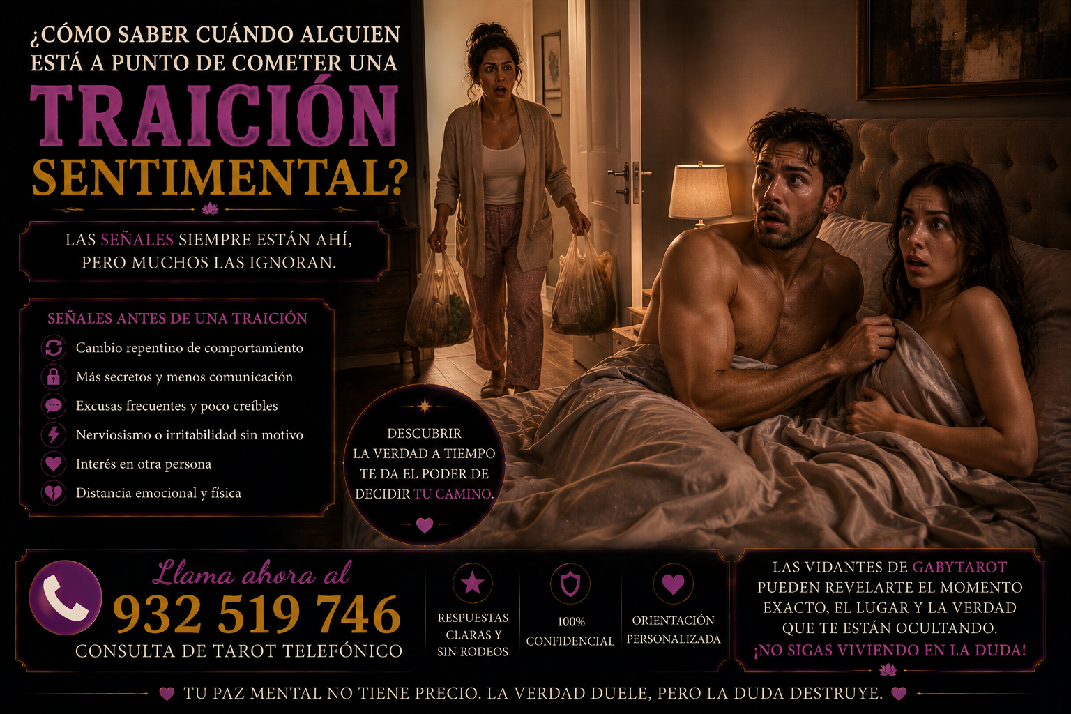 ¿Cómo saber cuándo alguien está a punto de cometer una traición sentimental?: cómo decidir con claridad y calma interior mujer descubre infidelidad marido otra mujer cama traicion sentimental tarot