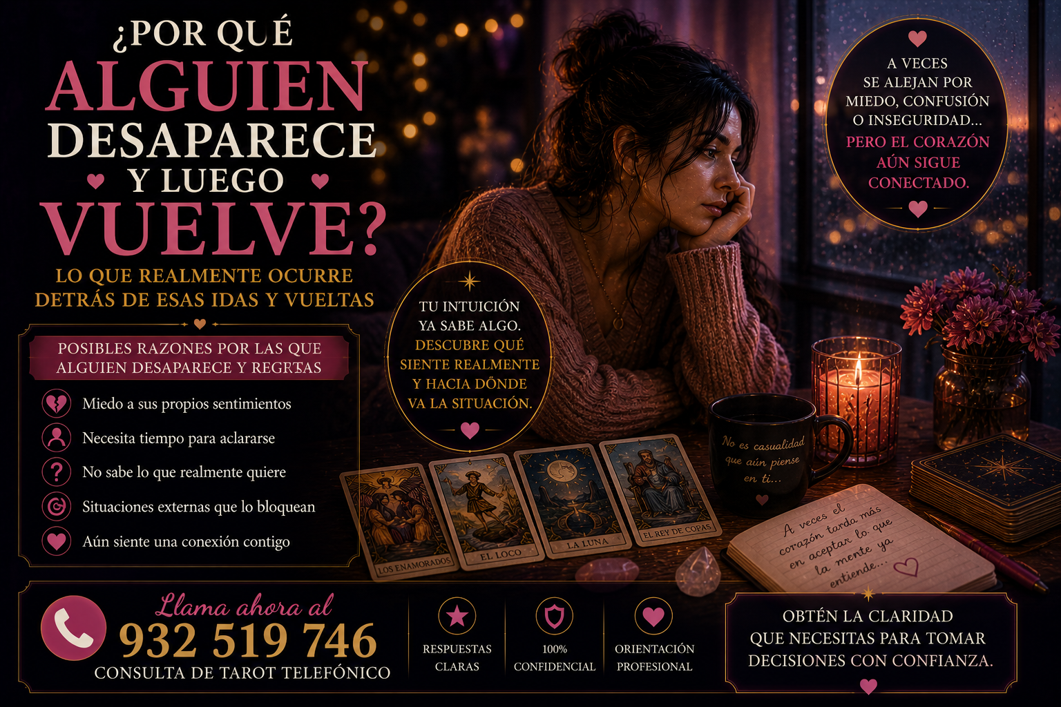 ¿Por qué alguien desaparece y luego vuelve? Lo que realmente ocurre detrás de esas idas y vueltas: señales, sentimientos y lo que puede revelar el tarot por que desaparece y vuelve sentimientos dudas amor tarot