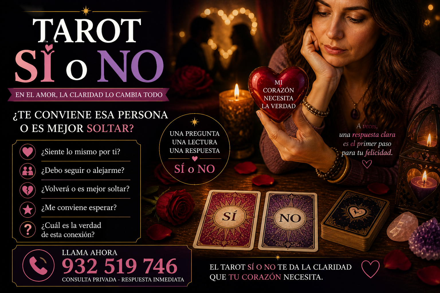 Tarot Sí o No en el amor: ¿Te conviene esa persona o es mejor soltar?: respuesta espiritual y orientación del tarot tarot si o no amor me conviene esa persona decision sentimental
