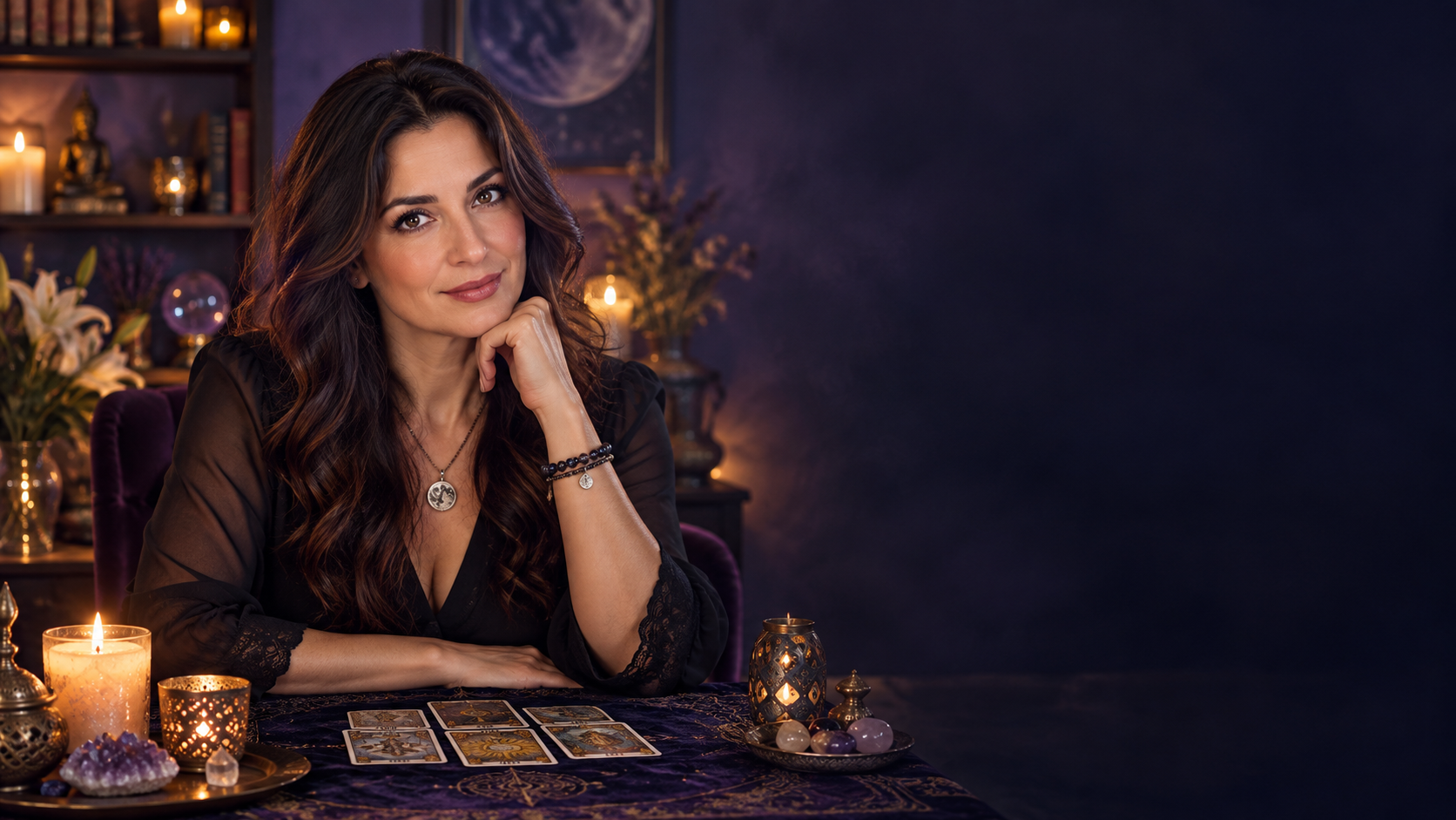 Tarotista de Gaby Tarot durante una consulta de tarot telefónico 24 horas
